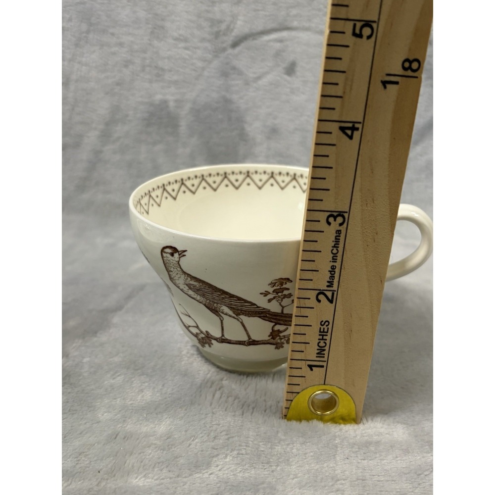 Wedgwood Williamsburg Aviary‎ Teacup Saucer Set Ivory Brown Birds England - Picture 12 of 14